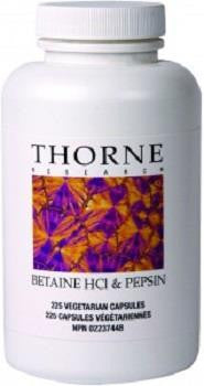 Thorne Research Betain HCL w Pepsin 225 caps